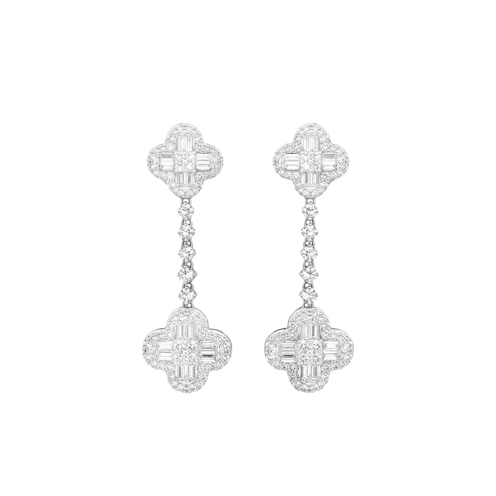 Clover Diamond Drop Earrings