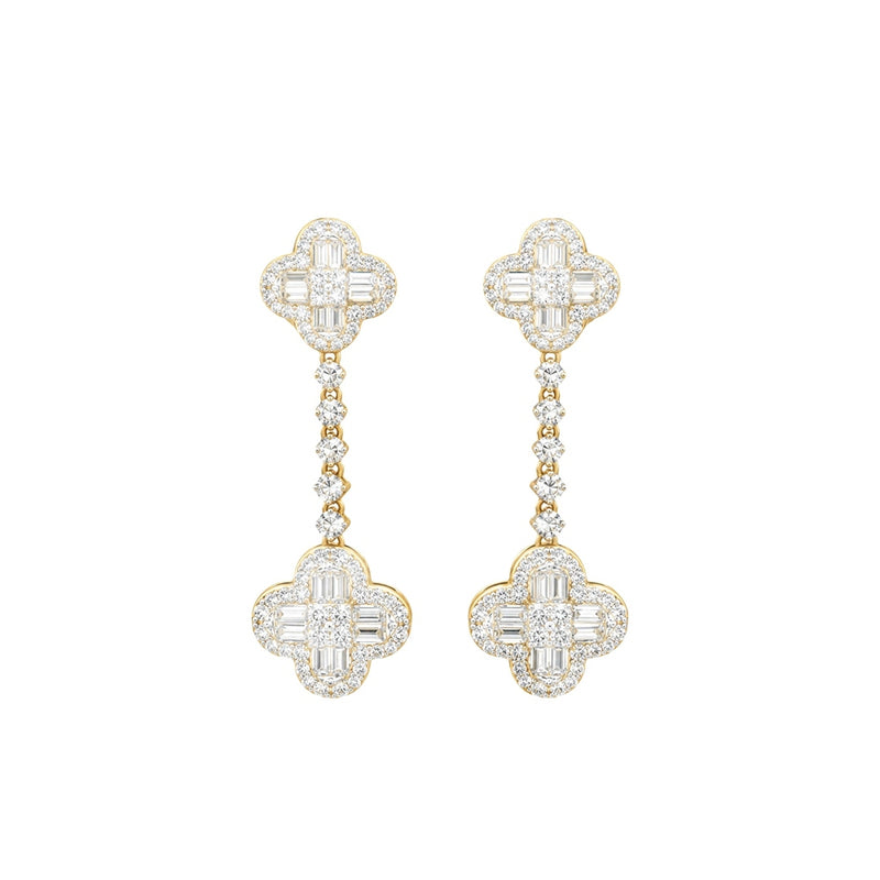 Clover Diamond Drop Earrings