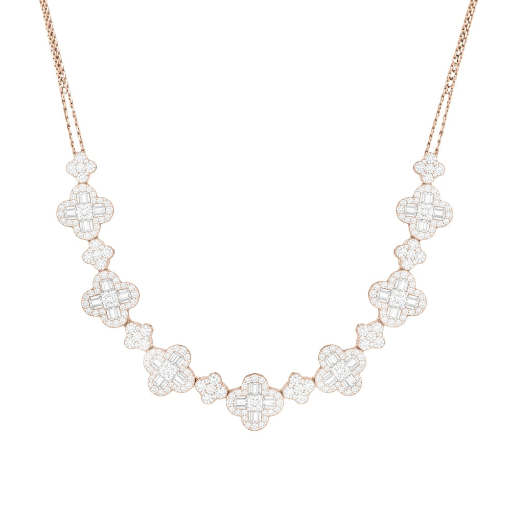 Clover  Diamond Cluster Necklace