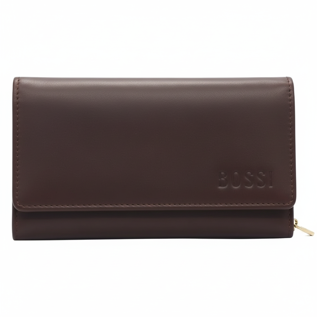 Bossi Womens Medium Leather Flap Closure Purse In Brown