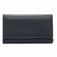 Bossi Womens Medium Leather Flap Closure Purse In Navy