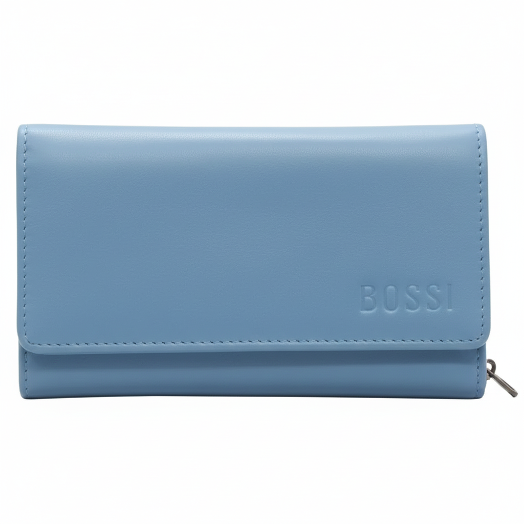 Bossi Womens Medium Leather Flap Closure Purse In Blue
