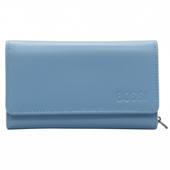 Bossi Womens Medium Leather Flap Closure Purse In Blue