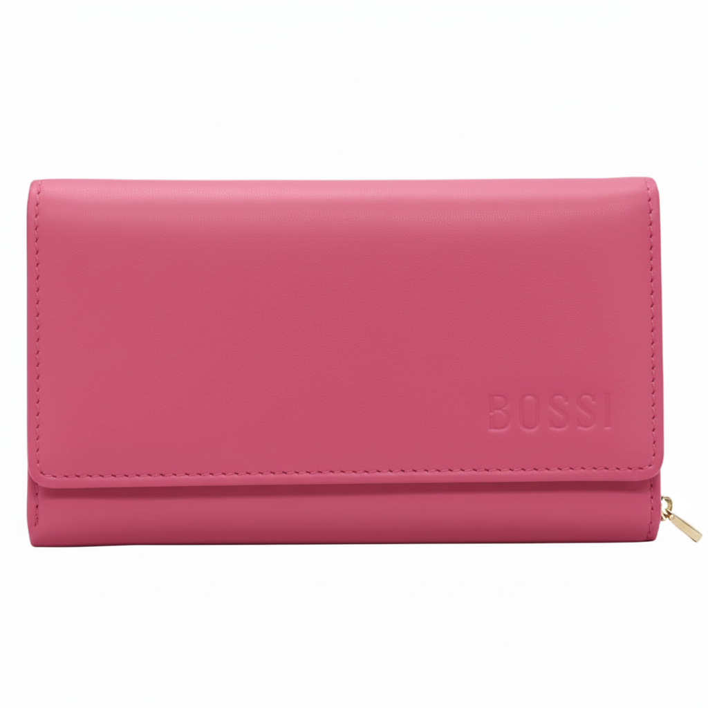 Bossi Womens Medium Leather Flap Closure Purse In Pink