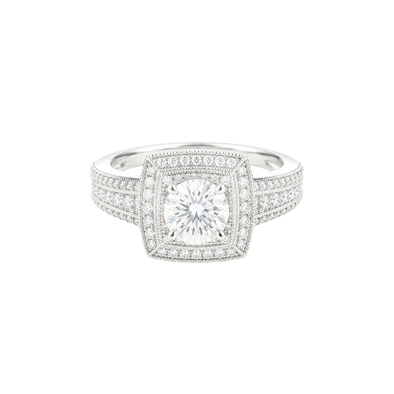 0.80ct Round Double Halo Engagement Ring