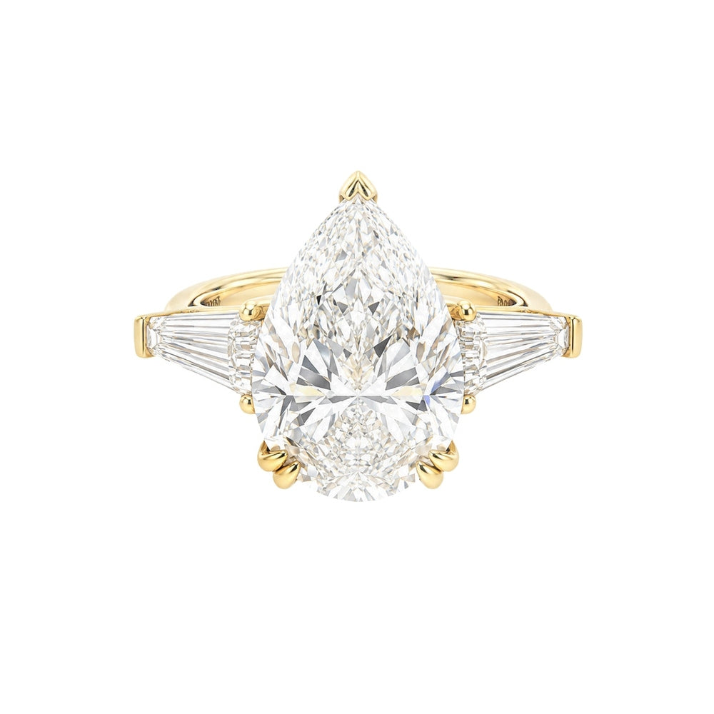12.00ct Pear and Baguette Trilogy Engagement Ring