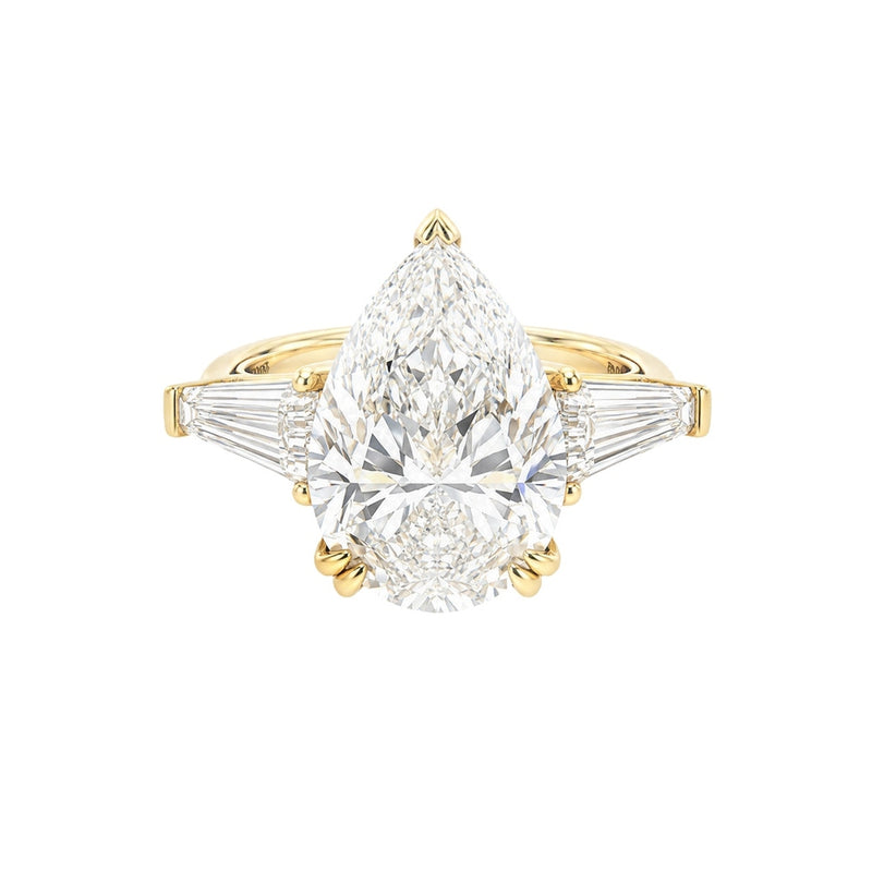 12.00ct Pear and Baguette Trilogy Engagement Ring
