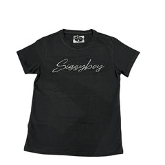 Sissyboy Womens T-Shirts With Pearls Bling In Black