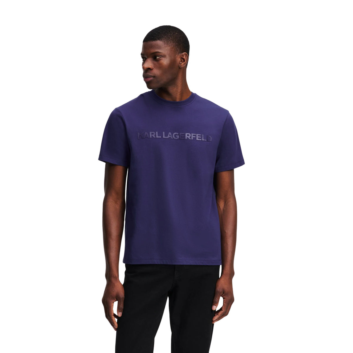 Karl Lagerfeld Mens Essential Shiny Logo T-shirt In Blue