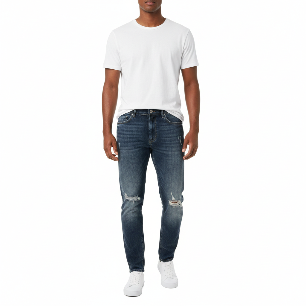 Guess Mens Tapered Jeans In Medium Wash
