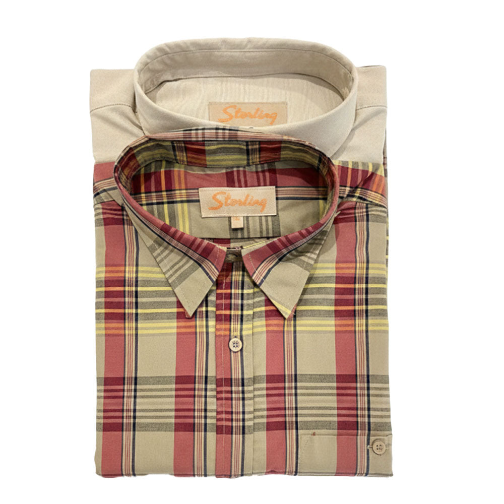 Sterling Mens Oxford Check Shirt Twinpack In Beige