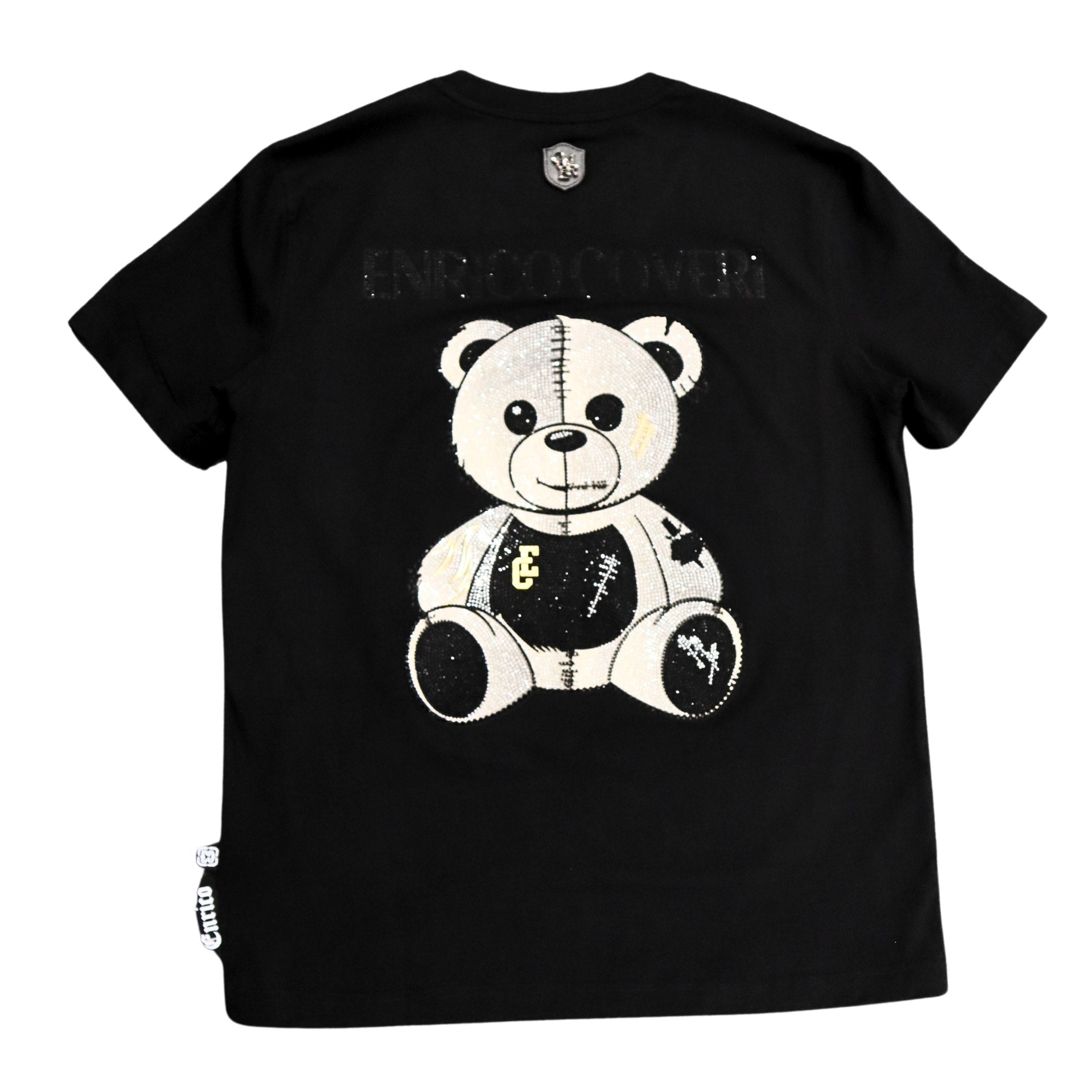 Enrico Coveri Mens Back Bling Teddy T-Shirt In Black