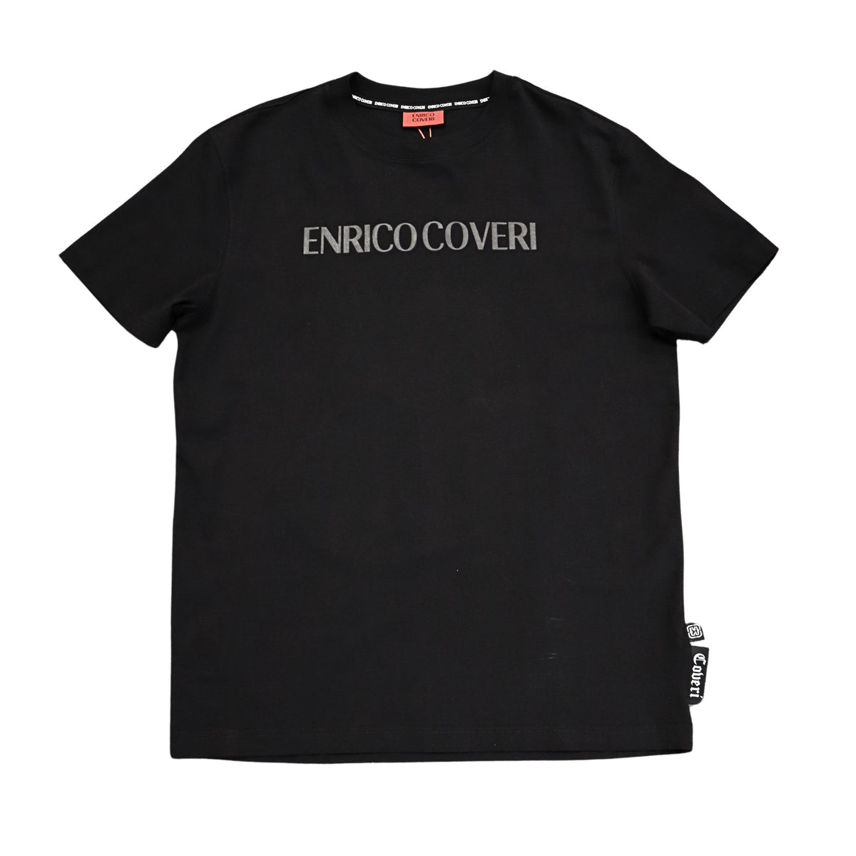 Enrico Coveri Mens Back Bling Teddy T-Shirt In Black