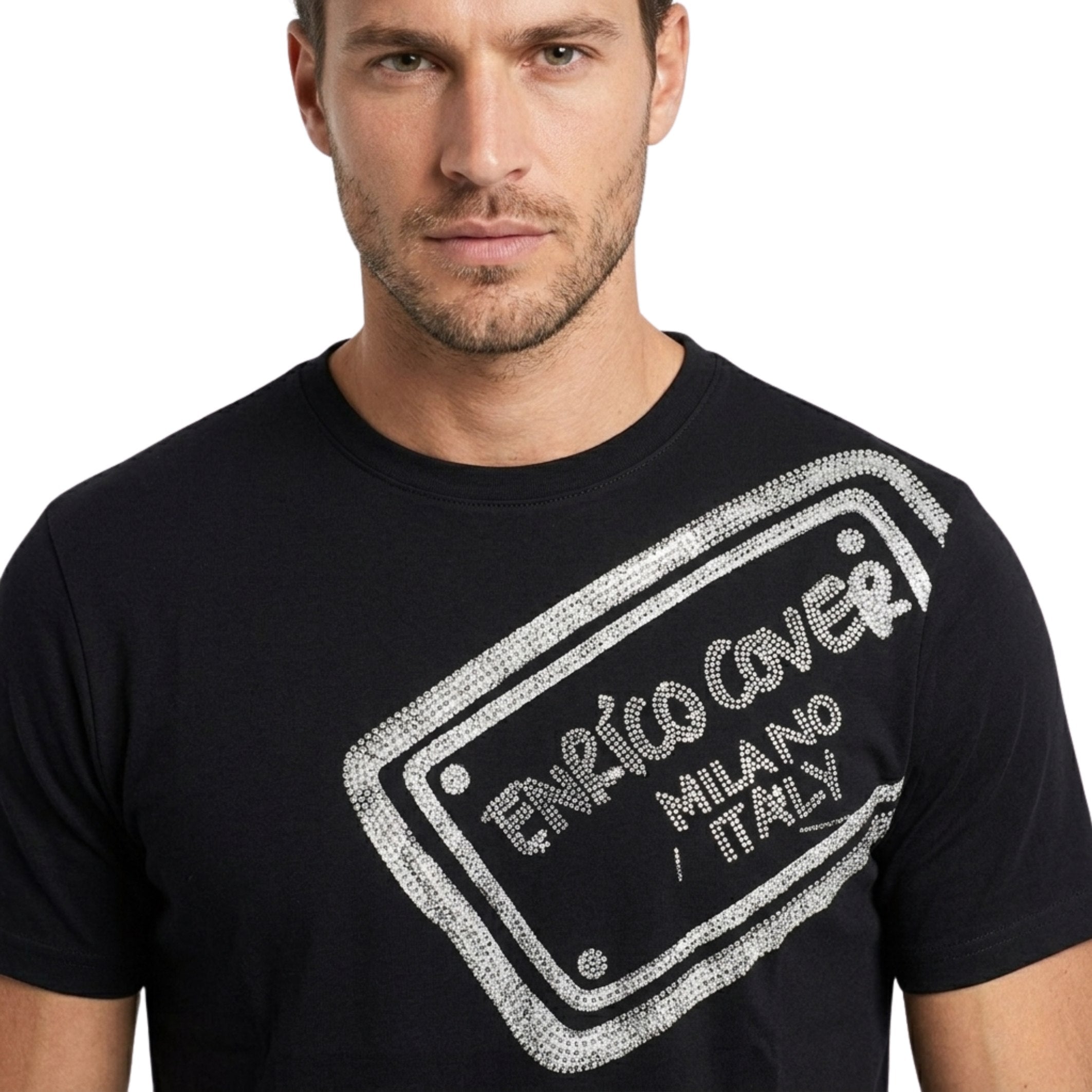 Enrico Coveri Mens Bling Milano T-Shirt In Black