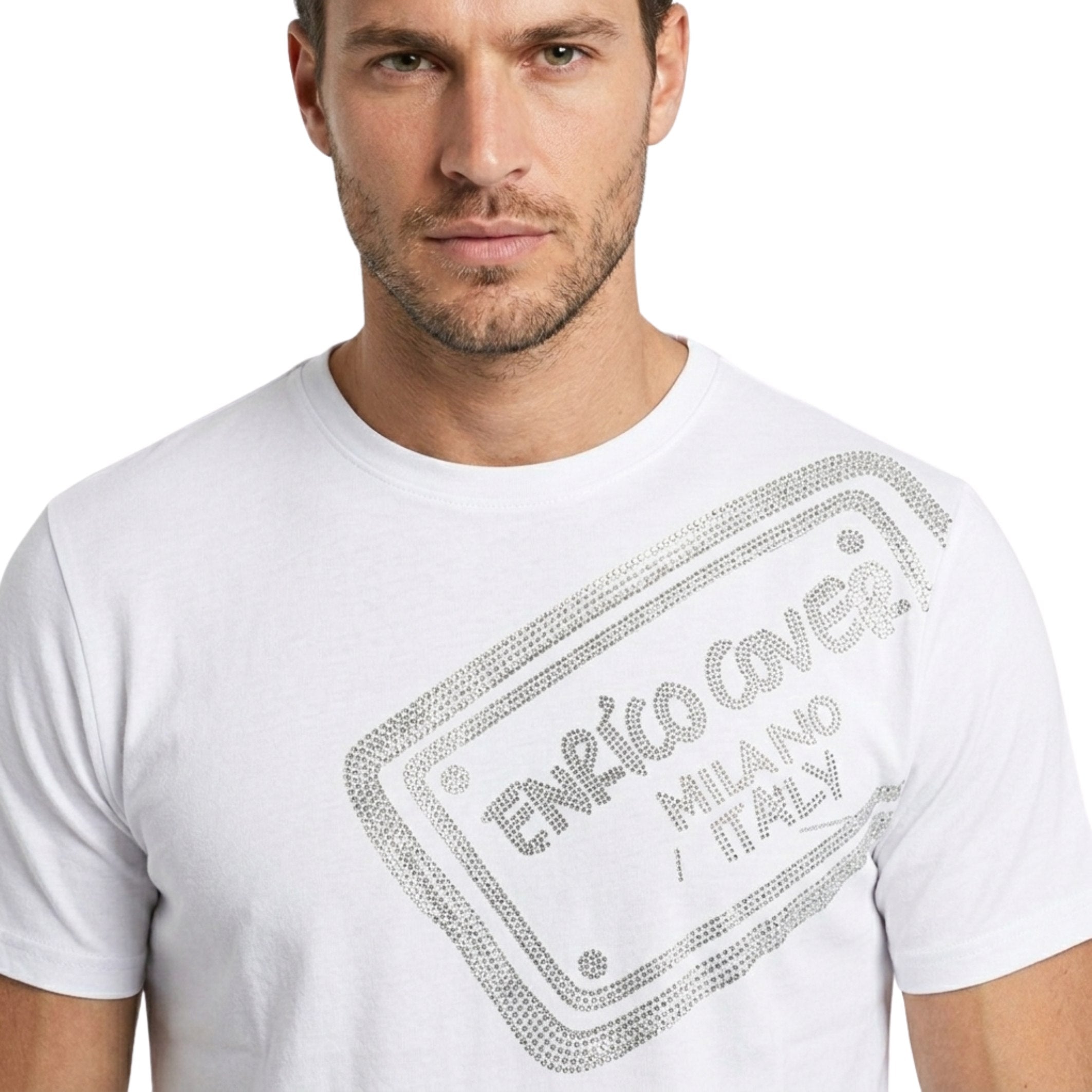 Enrico Coveri Mens Bling Milano T-Shirt In White