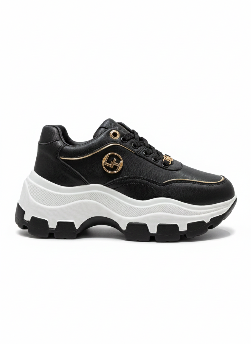 La Her Womens FD-26 Sneakers In Black & Gold