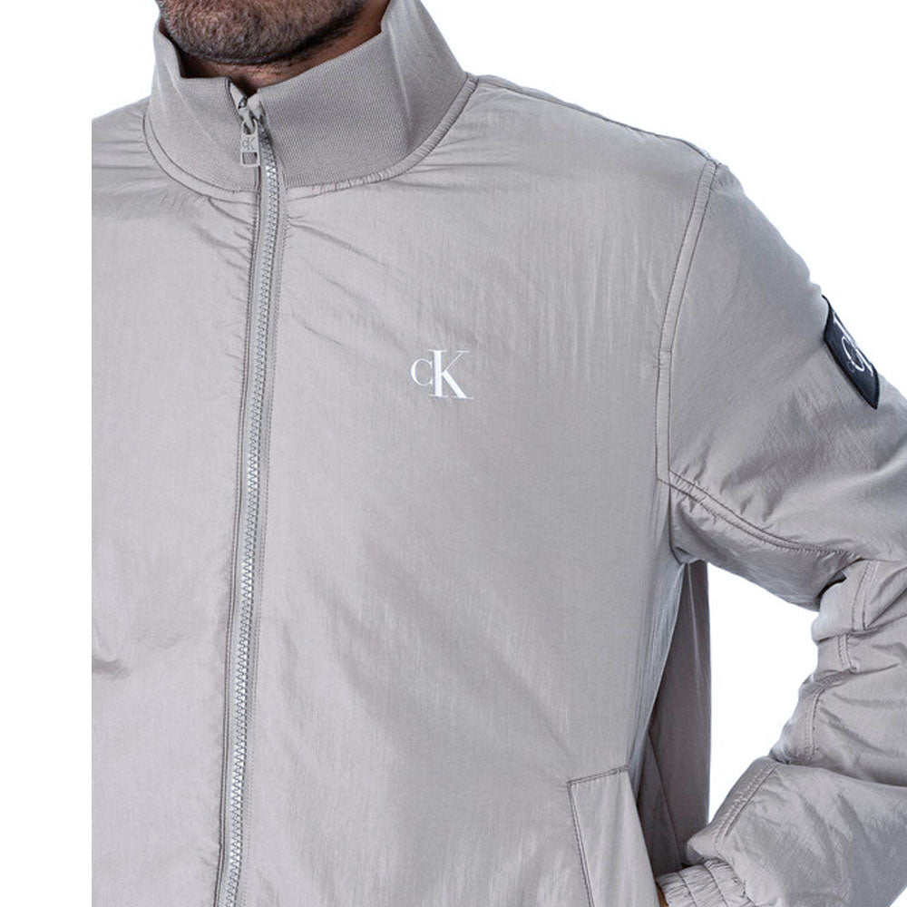 Calvin Klein Mens Padded Harrignton Jacket In Light Grey