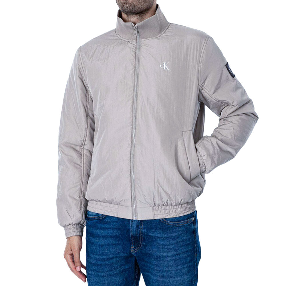 Calvin Klein Mens Padded Harrignton Jacket In Light Grey