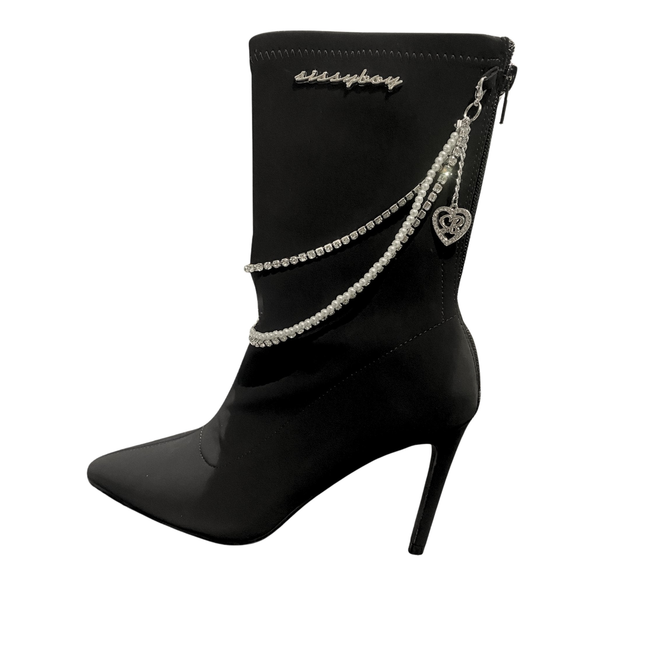 Sissyboy Ladies Claudea Sock Heel Boots In Black