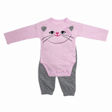 Mother's Choice Girls 3 Piece Set In Pink & Grey