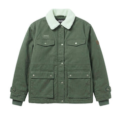 Jeep Womens Cotton Twill With Sherpa Collar Jacket In Olive