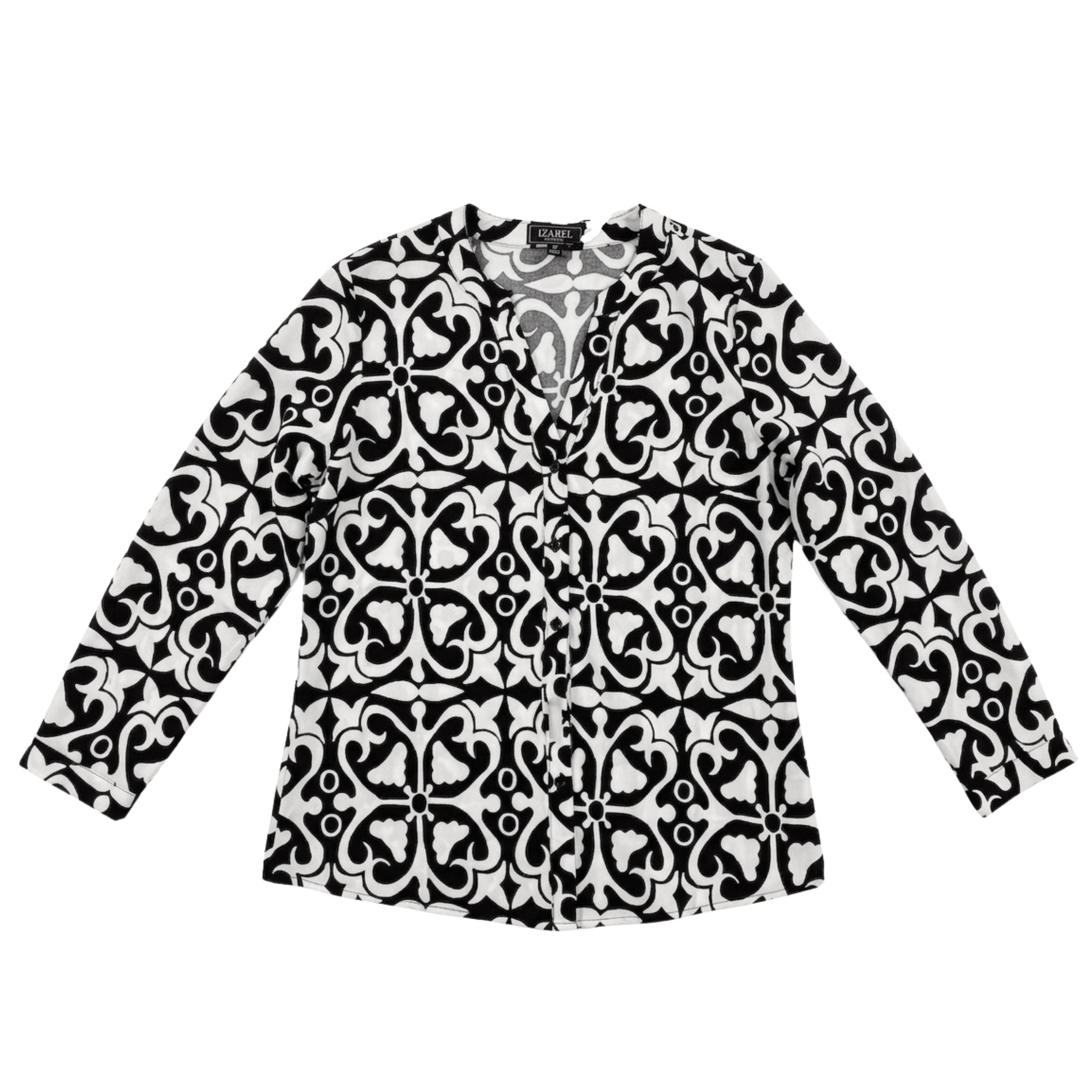 Izabel London Womens Key Hole Printed Blouse In Black & White