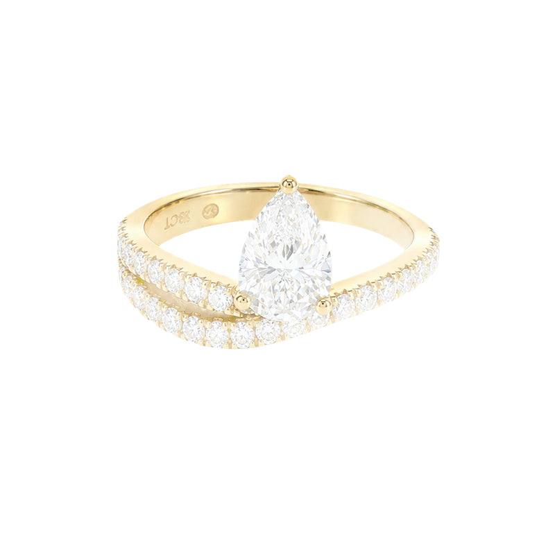 1.00ct Pear Double Band Engagement Ring