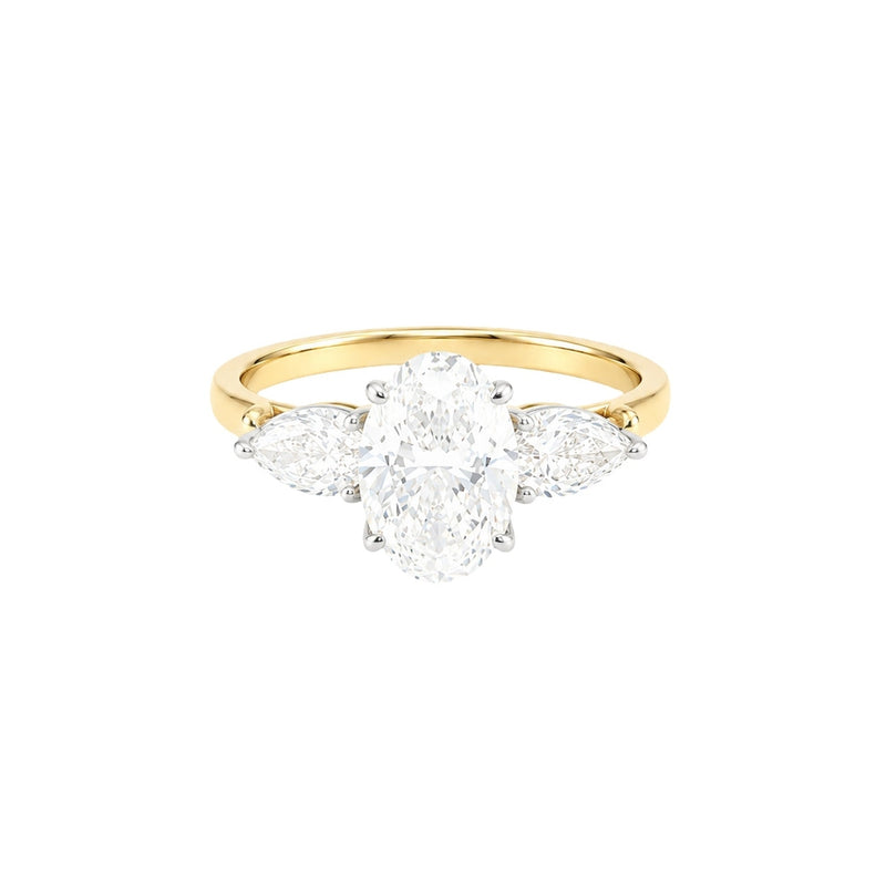 1.90ct Oval and Pear Trilogy Engagement Ring