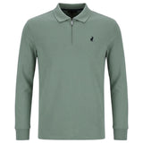 Polo Mens 1/4 Zip Double Face Long Sleeve Golfer In Sage