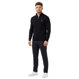 Polo Mens 1/4 Double Face Long Sleeve Golfer In Black