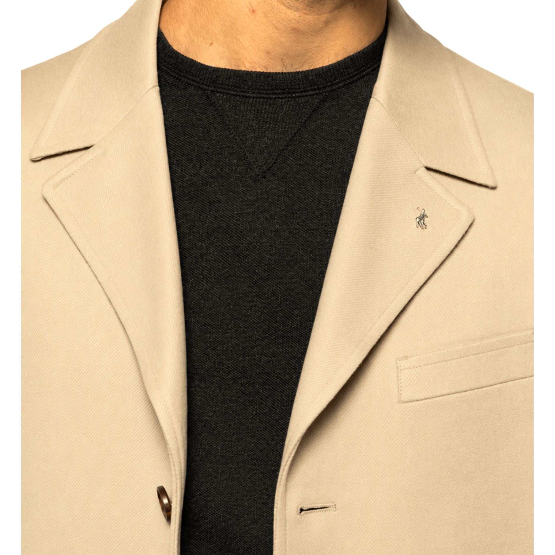 Polo Mens Custom Fit Check Coat In Stone