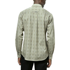 Polo Mens Long Sleeve Micro Check Shirt In Fatigue