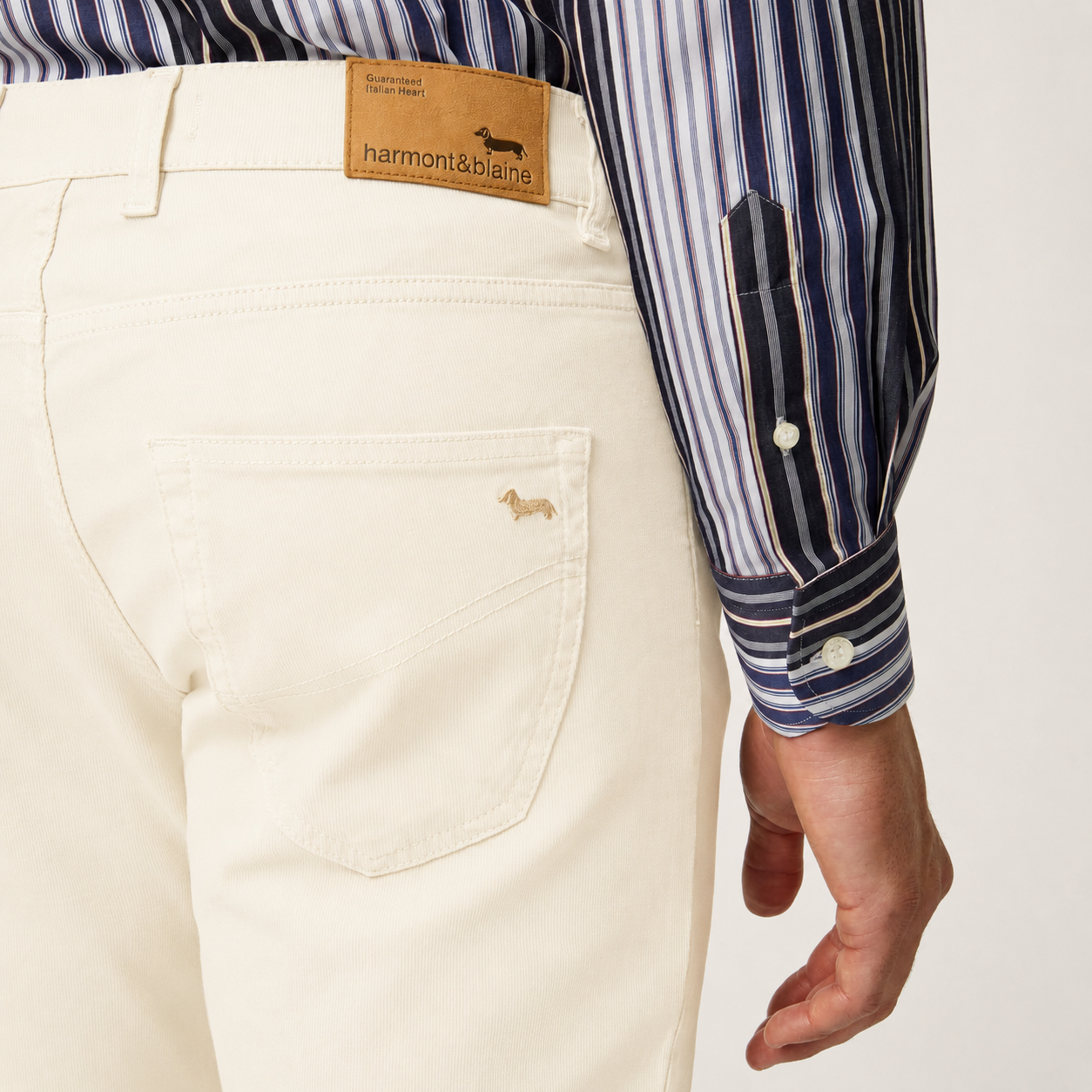 Harmont & Blaine Mens 5 Pocket Basic Narrow Pants In Cream