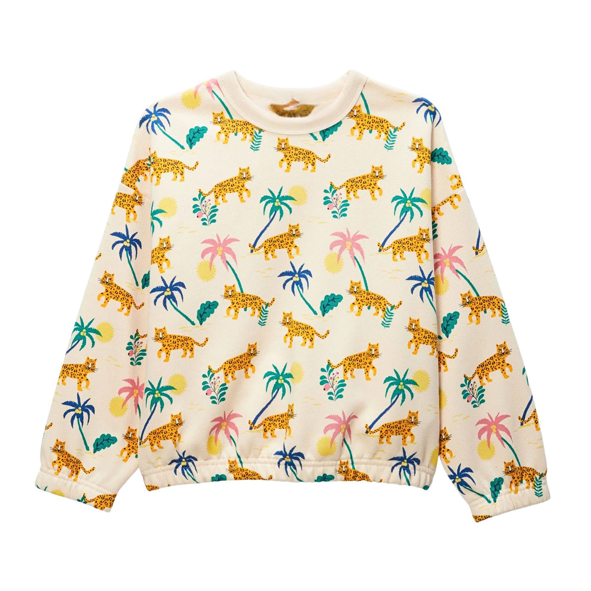 Ben Sherman Girls Leopard Jungle Crew Sweatshirt In Amaretti