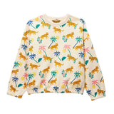 Ben Sherman Girls Leopard Jungle Crew Sweatshirt In Amaretti