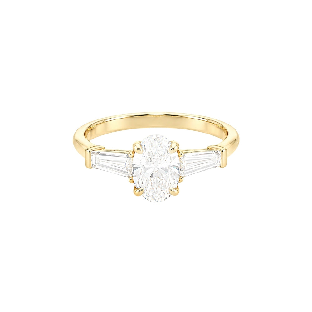 1.30ct Oval and Baguette Trilogy Engagement Ring