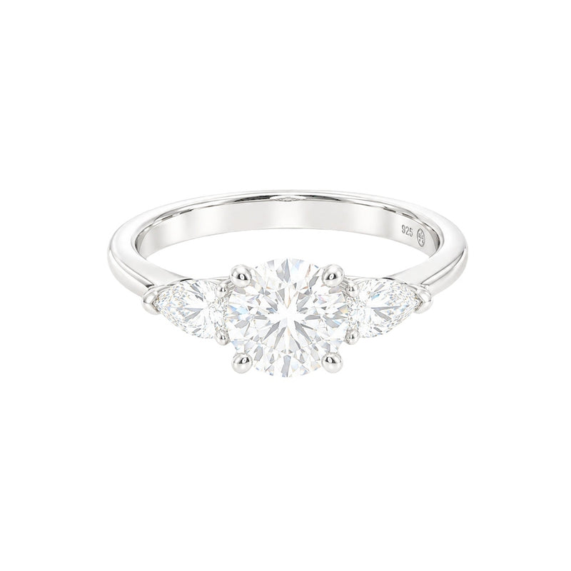 1.30ct Round and Pear Trilogy Engagement Ring