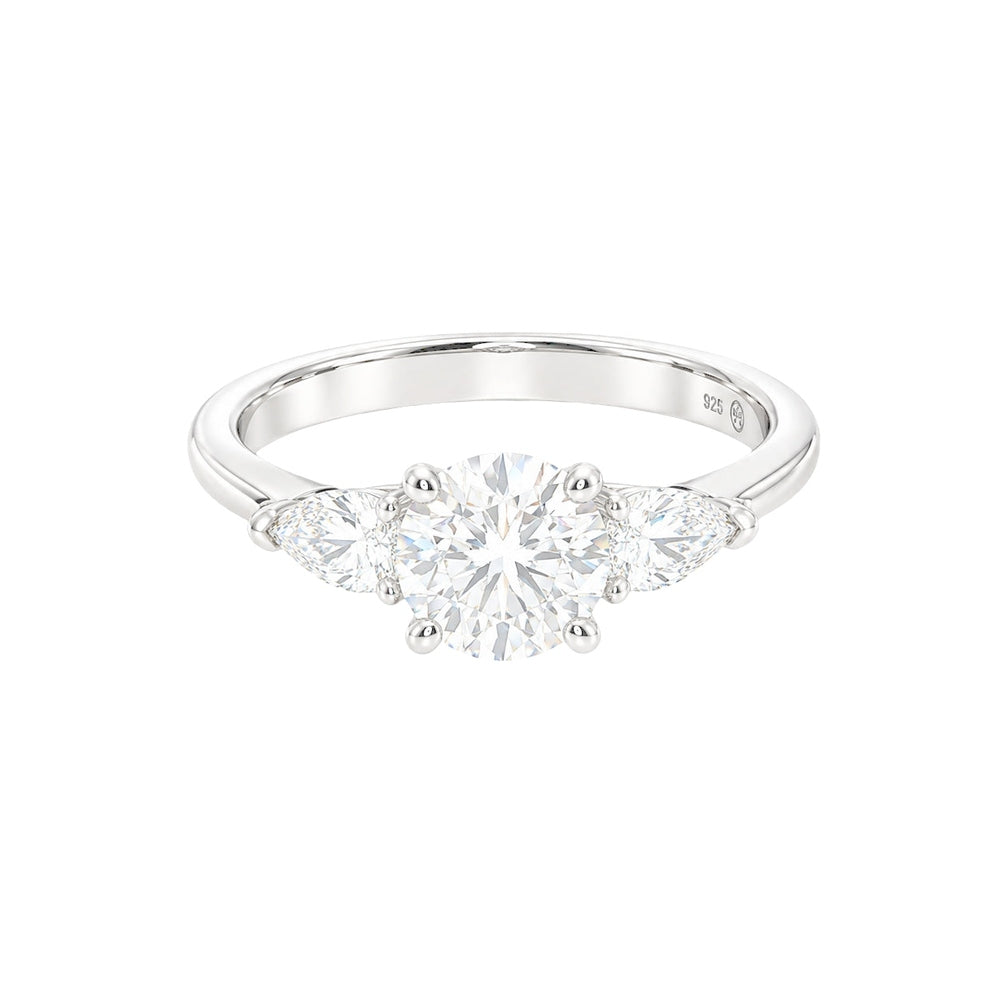 1.00ct Round and Pear Tilogy Engagement Ring