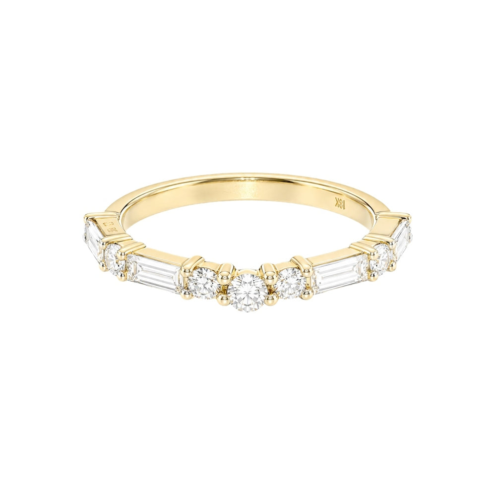 Round and Baguette Half Eternity Wedding Band