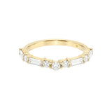 Round and Baguette Half Eternity Wedding Band