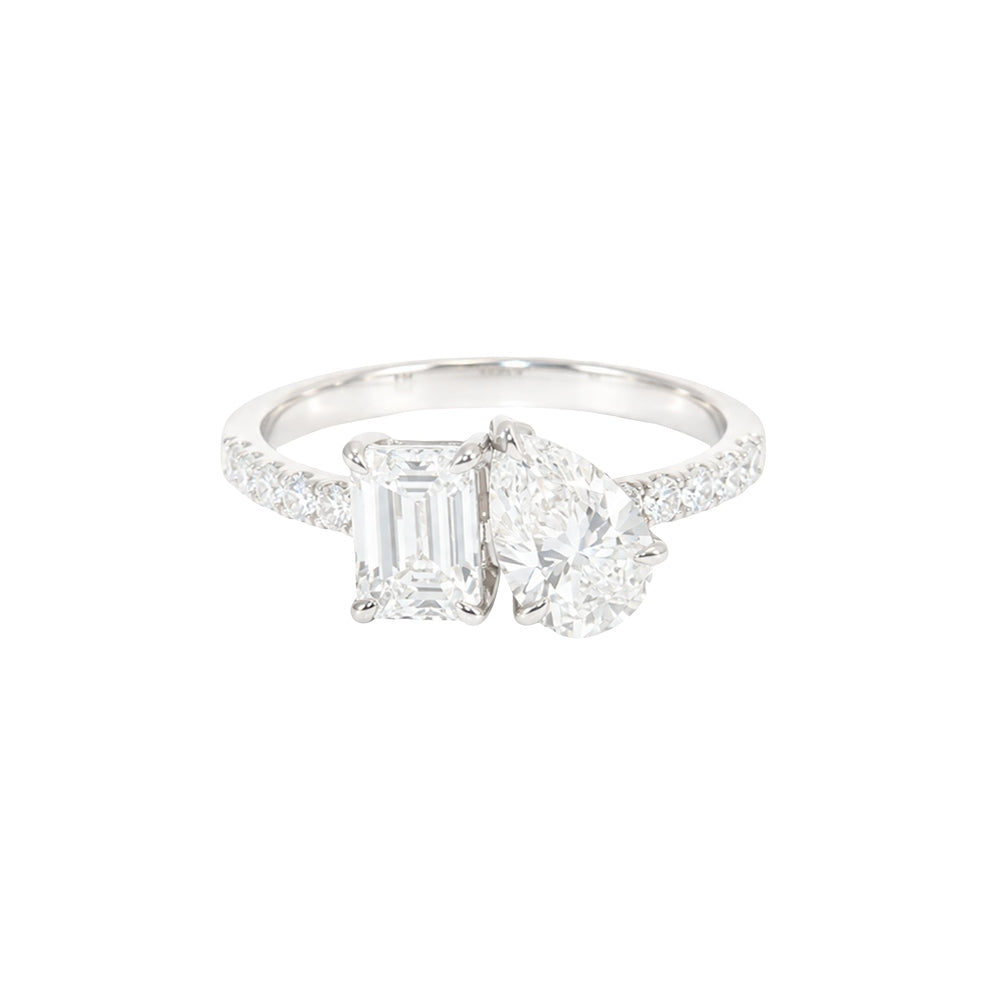 2.00ct Pear and Emerald Engagement Ring