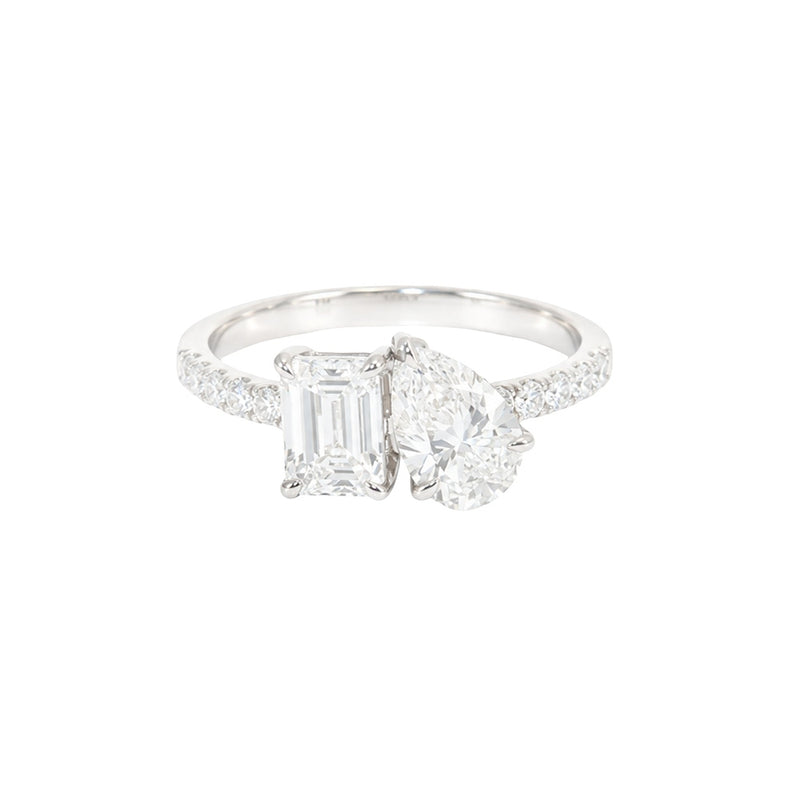 2.00ct Pear and Emerald Engagement Ring
