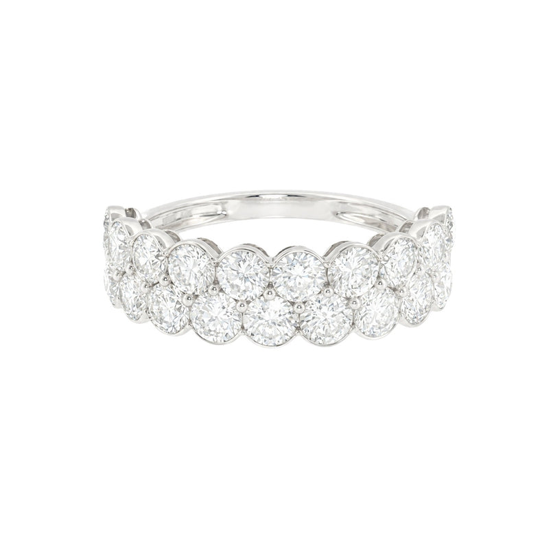 Round Double Row Half Eternity Wedding Band