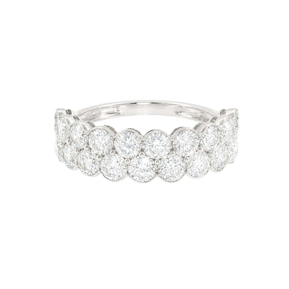 Round Double Row Half Eternity Wedding Band