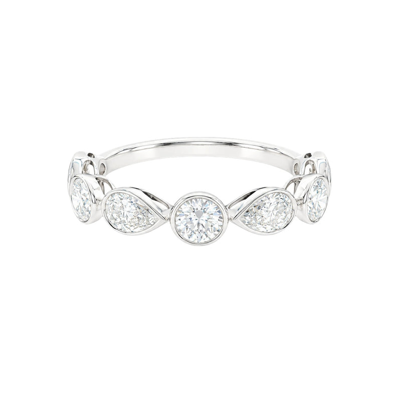 Round and Pear Alternating Eternity Wedding Band