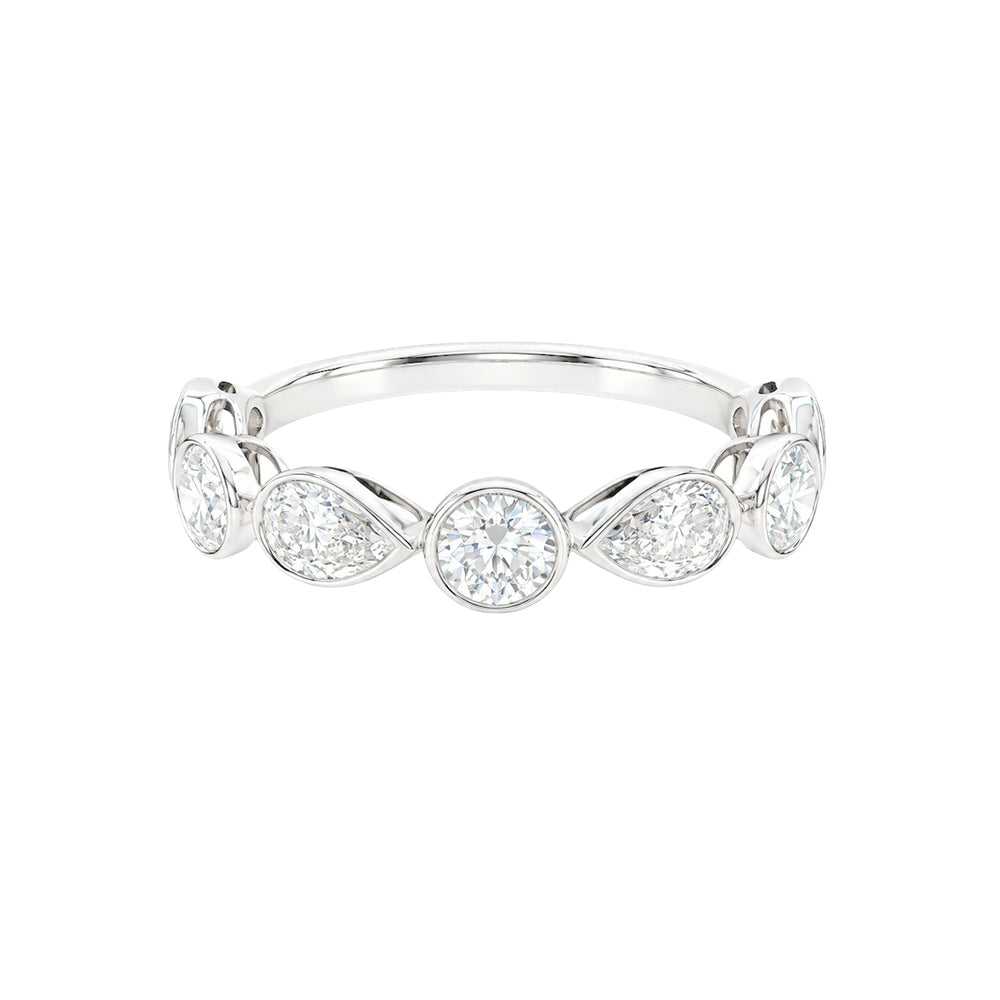 Round and Pear Alternating Eternity Wedding Band