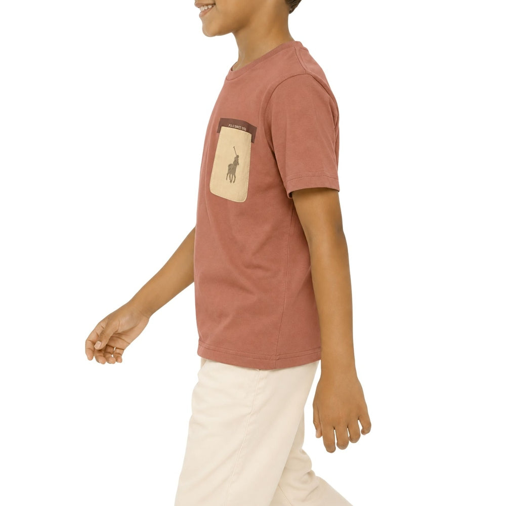 Polo Boys Mpho Patched Pocket T-Shirt In Rosewood