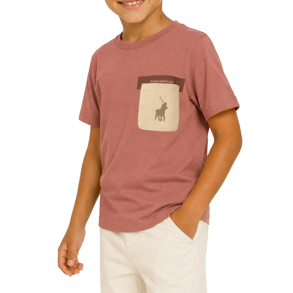 Polo Boys Mpho Patched Pocket T-Shirt In Rosewood