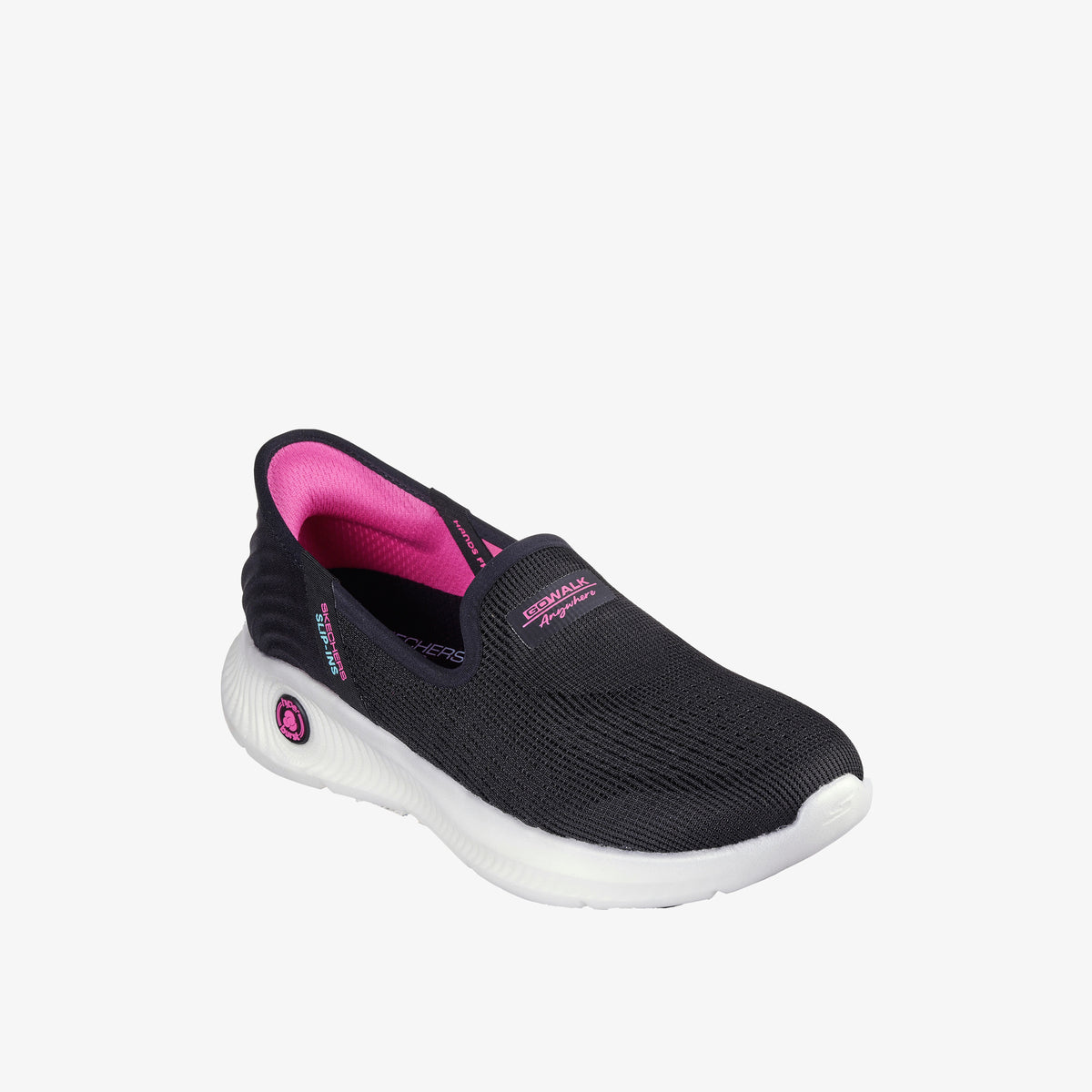 Skechers Womens Slip-Ins Go Walk Anywhere Shoes In Black & Pink