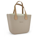 Fenn Gold Zip Stone Handle Tote Bag In Beige